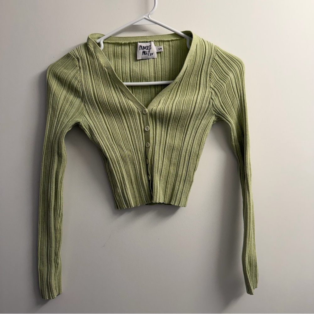 Princess Polly Green Cropped Cardigan